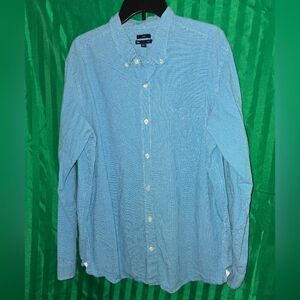 Gap Slim Fit Men's XXL Blue Check Button-Down Shirt 100% Cotton Pre-owned